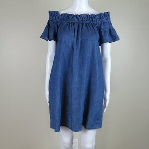 Corey Lynn Calter Anthropologie Chambray Off Shoulder Dress Size Small